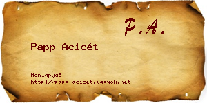 Papp Acicét névjegykártya